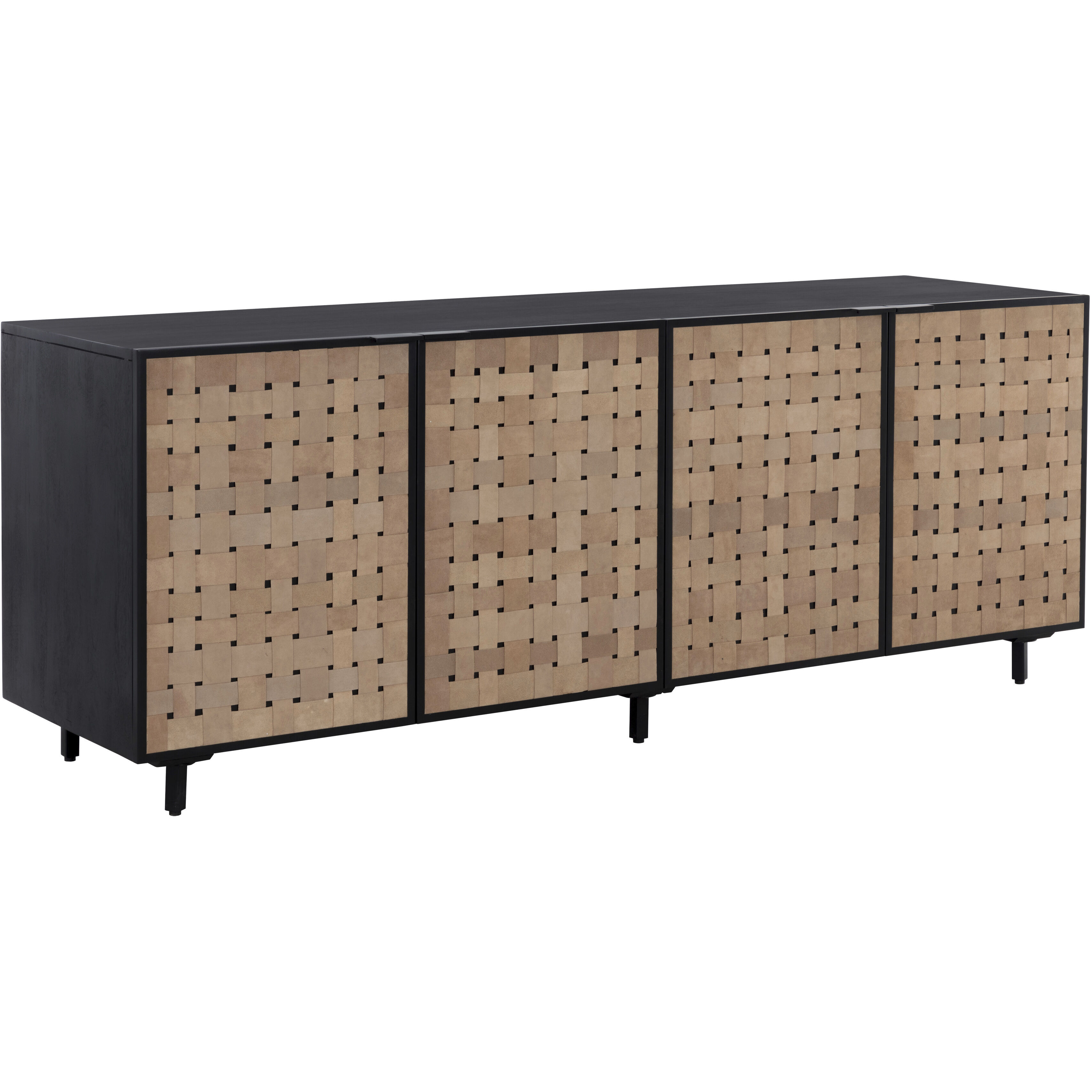 Omari 80 X 22 inch Suede Light Tan Leather Sideboard, Large